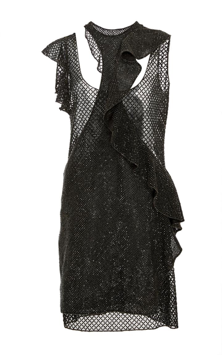 Versace Beaded Tulle Ruffle Dress