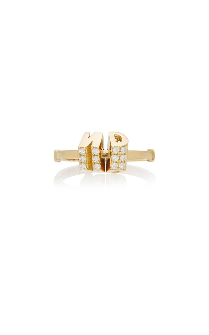 Noush Jewelry Barcode Double Initial Ring