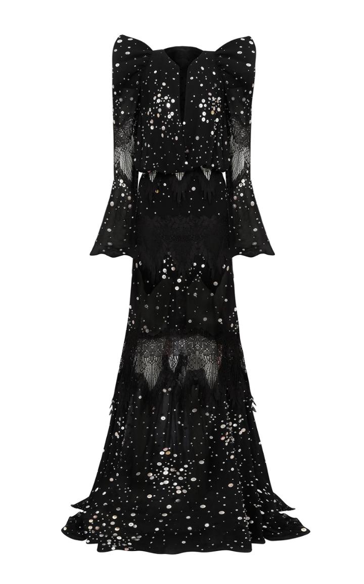 Raisa Vanessa Black Maxi Dress With Lace Detailed
