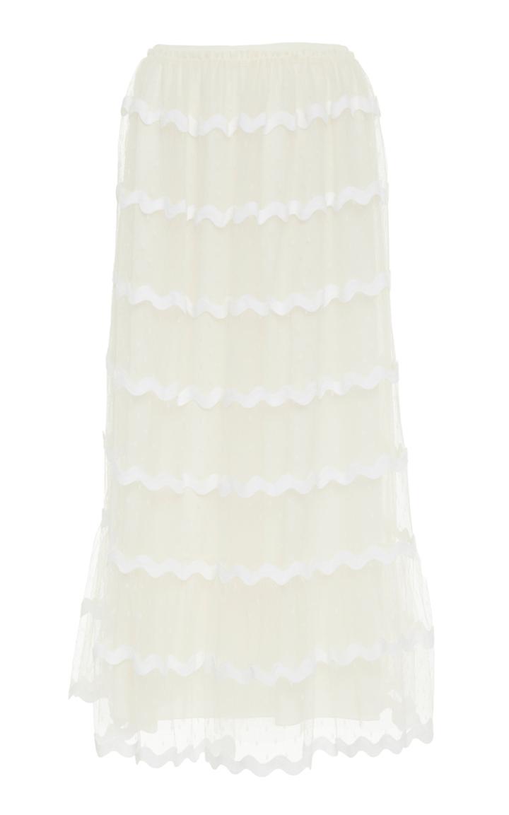 Red Valentino Embroidered Point D'esprit Skirt