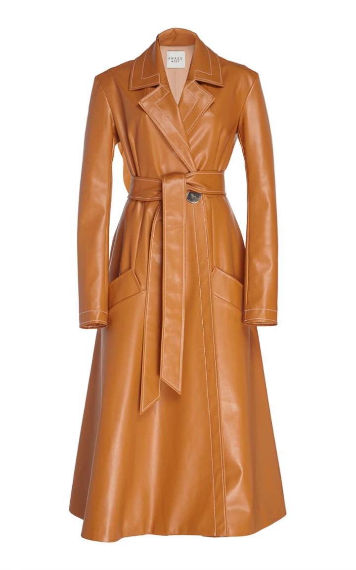 A.w.a.k.e. Faux Leather Trench Size: 34