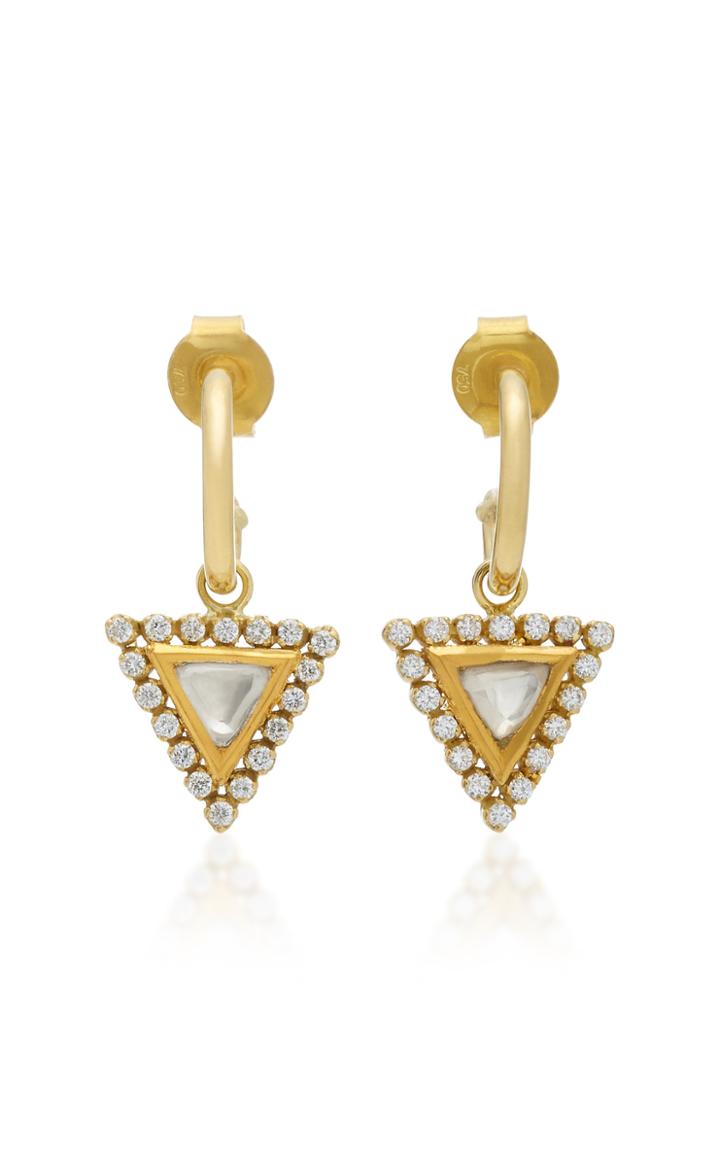 Amrapali Kundan 18k Gold Triangle Hoop Earrings