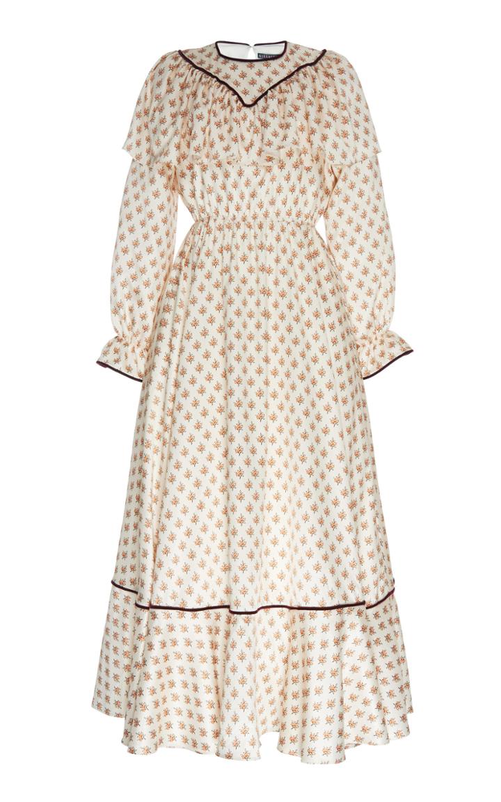 Alexachung Ruffled Satin Floral Prairie Dress