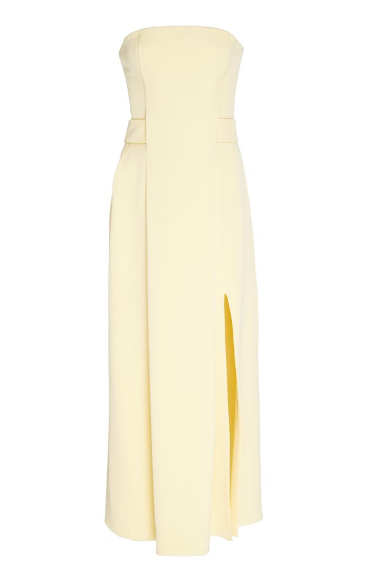 Burnett New York Pale Yellow Draped Strapless Dress