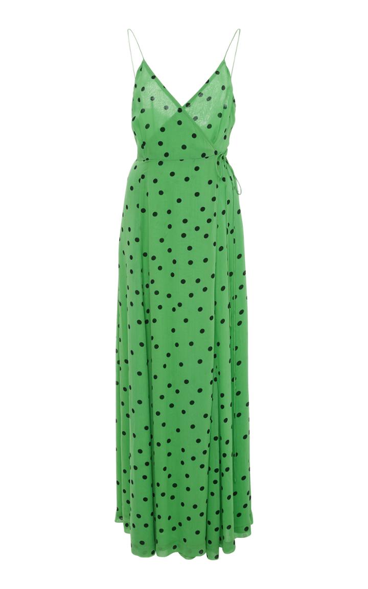 Ganni Sleeveless Polka Dot Wrap Dress