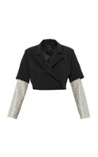 Moda Operandi Mach & Mach Black Jacket With Glitter Sleeves