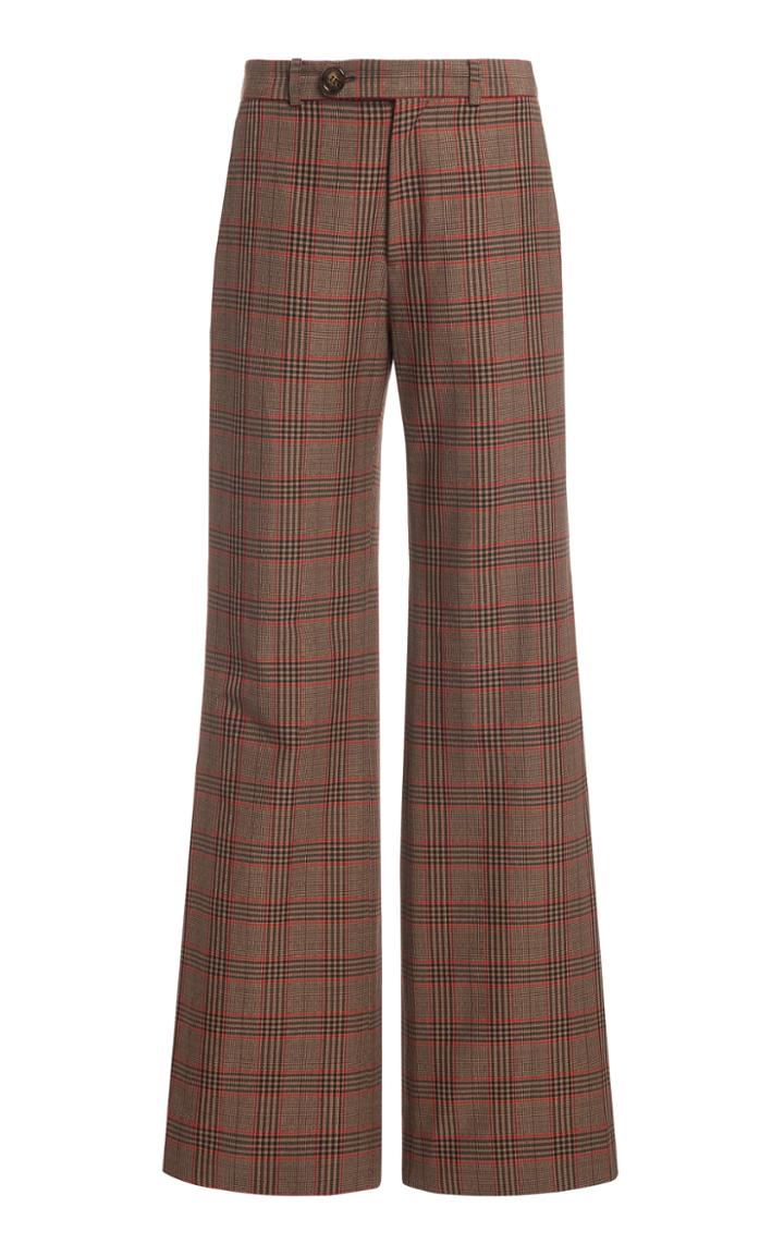Moda Operandi Molly Goddard Lars Plaid Cotton-blend Flared-leg Trousers