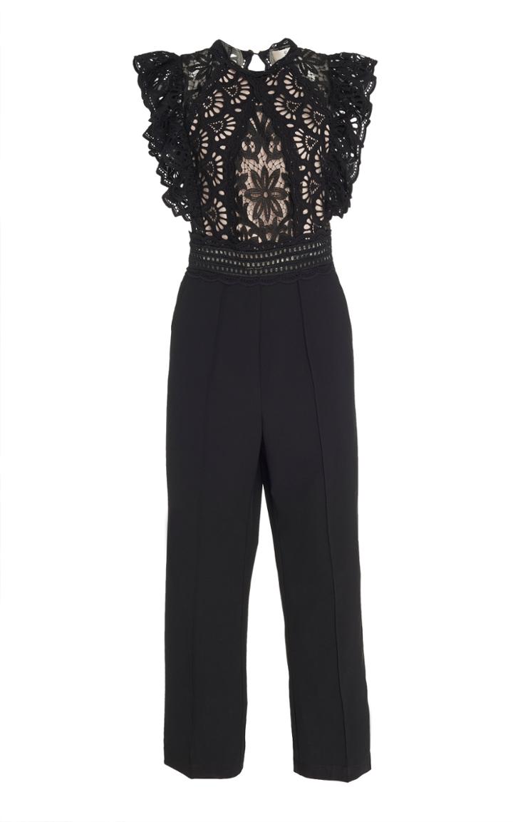 Sea Backless Lace-paneled Cotton Jumpsuit