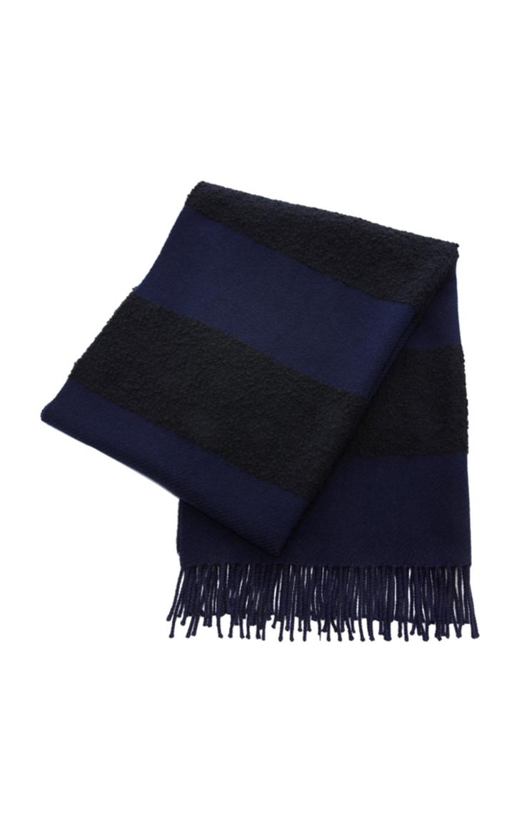 Begg & Co Blue And Black Color-block Scarf