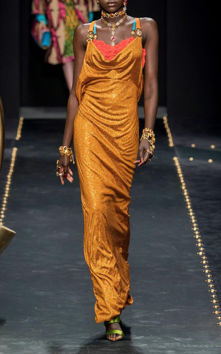 Versace Sparkling Halter Lurex Gown
