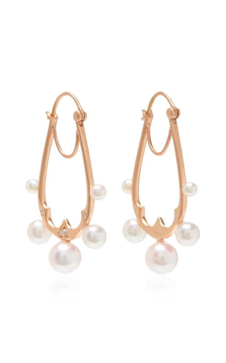Parulina 18k Gold, Pearl And Diamond Earrings