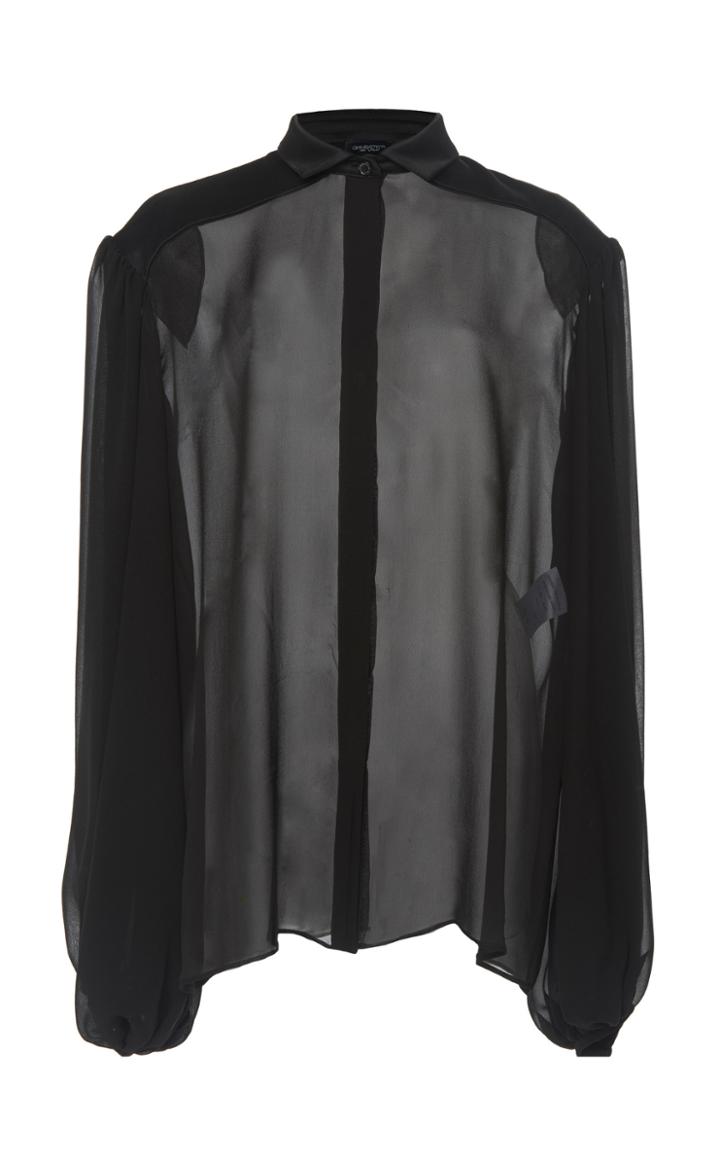 Giambattista Valli Satin-trimmed Silk Chiffon Blouse