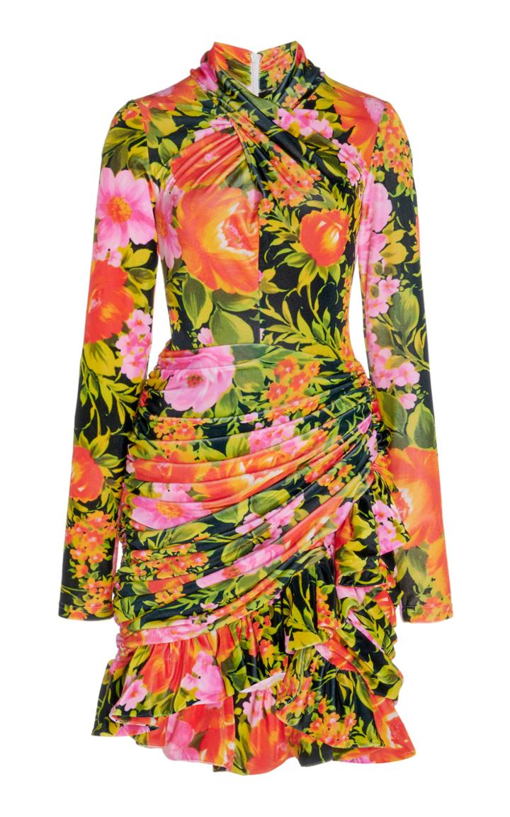 Moda Operandi Richard Quinn Apricot Twist Ruched Jersey Dress
