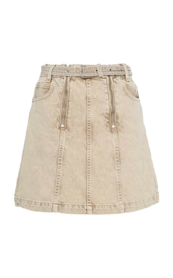 Proenza Schouler White Label Belted Zip-detailed Denim Mini Skirt