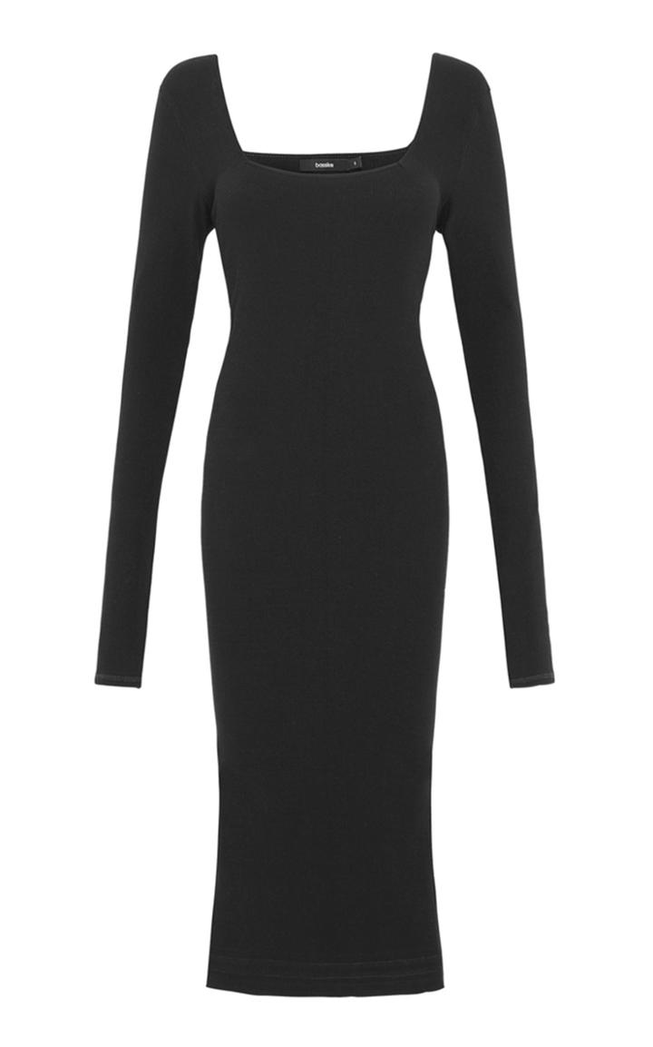 Moda Operandi Bassike Square-neck Ribbed-knit Organic Cotton Midi Dress