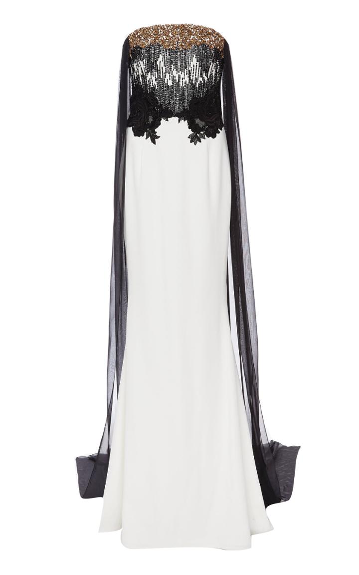 Pamella Roland Stretch Crepe Strapless Gown