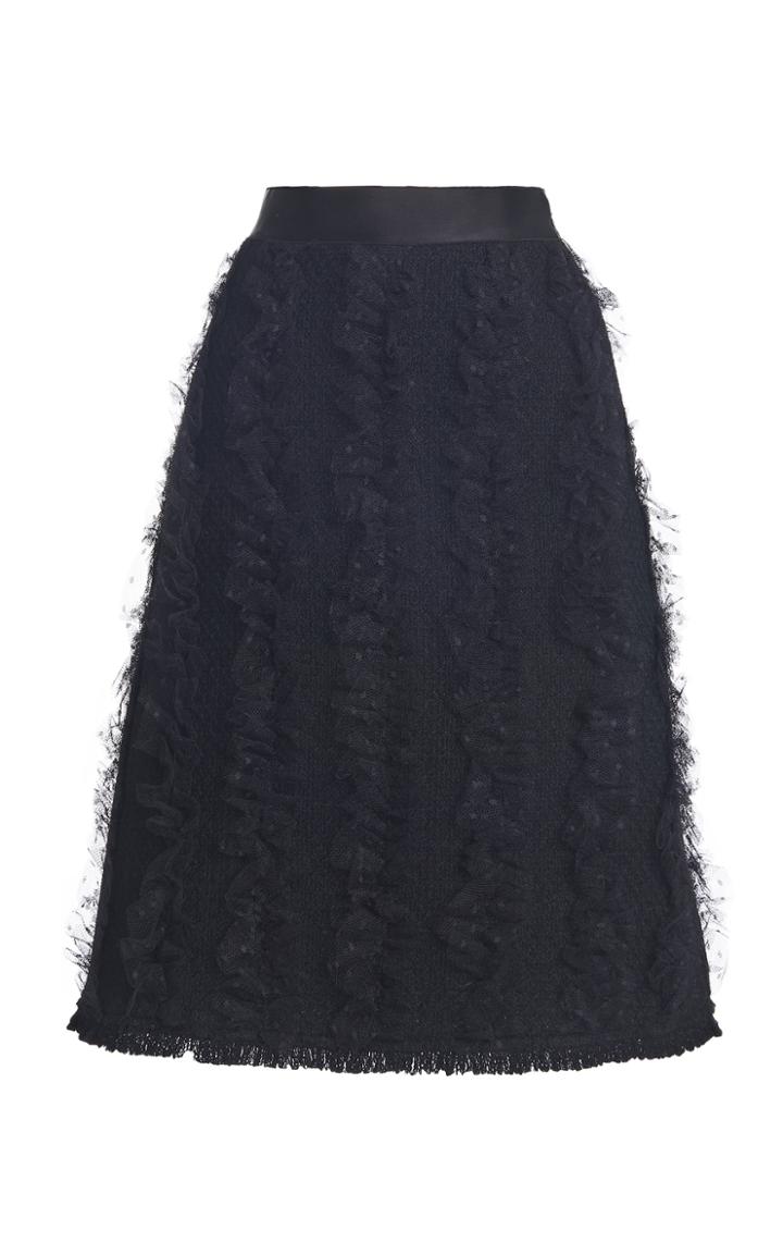 Moda Operandi Giambattista Valli Frayed-trim Tweed Skirt