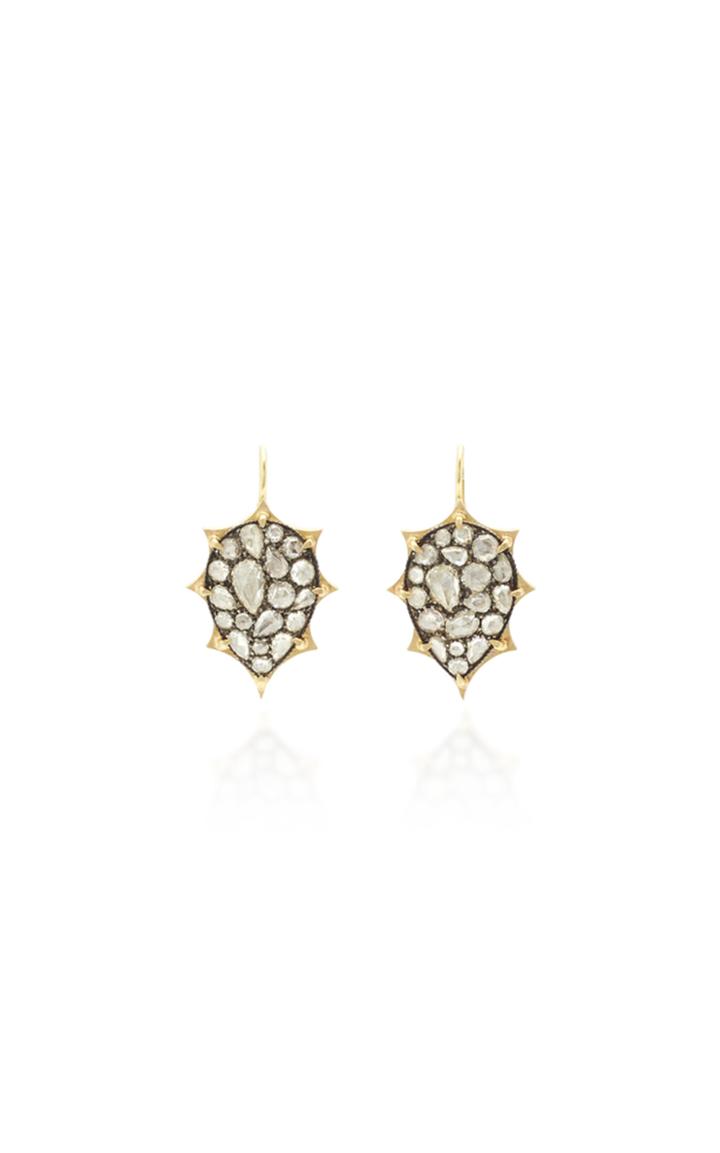 Sylva & Cie 18k Yellow Gold White Rose Cut Diamond Earrings