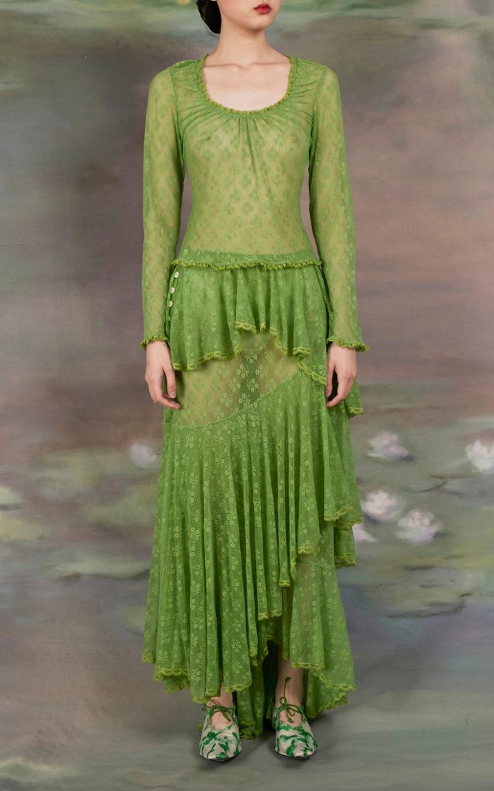 Moda Operandi Yuhan Wang Ruched Neck Mesh Top