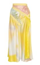 Christopher Esber Ruched Grosgrain-trimmed Silk-satin Midi Skirt