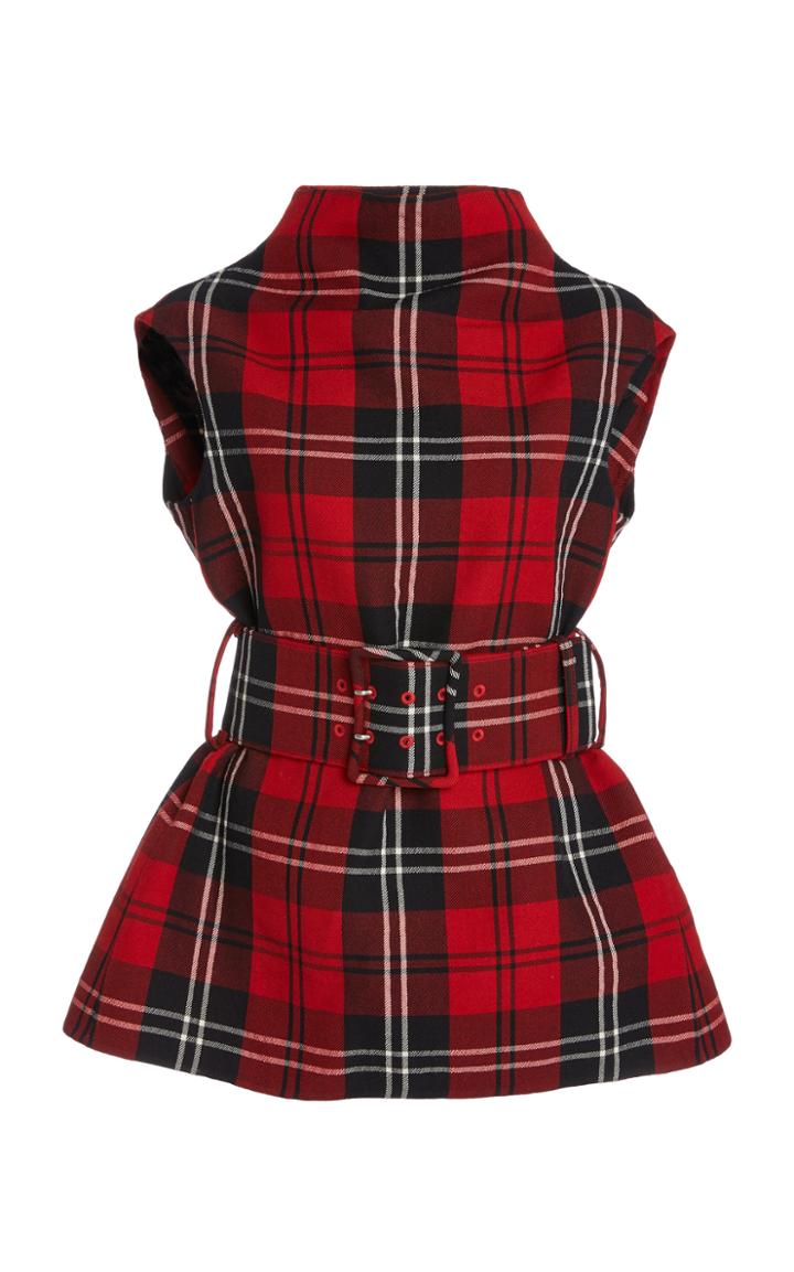 Moda Operandi Marc Jacobs Belted Tartan-plaid Wool Top