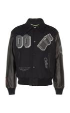 Off-white C/o Virgil Abloh Leather Varsity Jacket