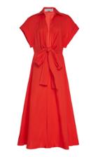 Silvia Tcherassi Sampuesana Tie-detailed Cotton-poplin Midi Dress