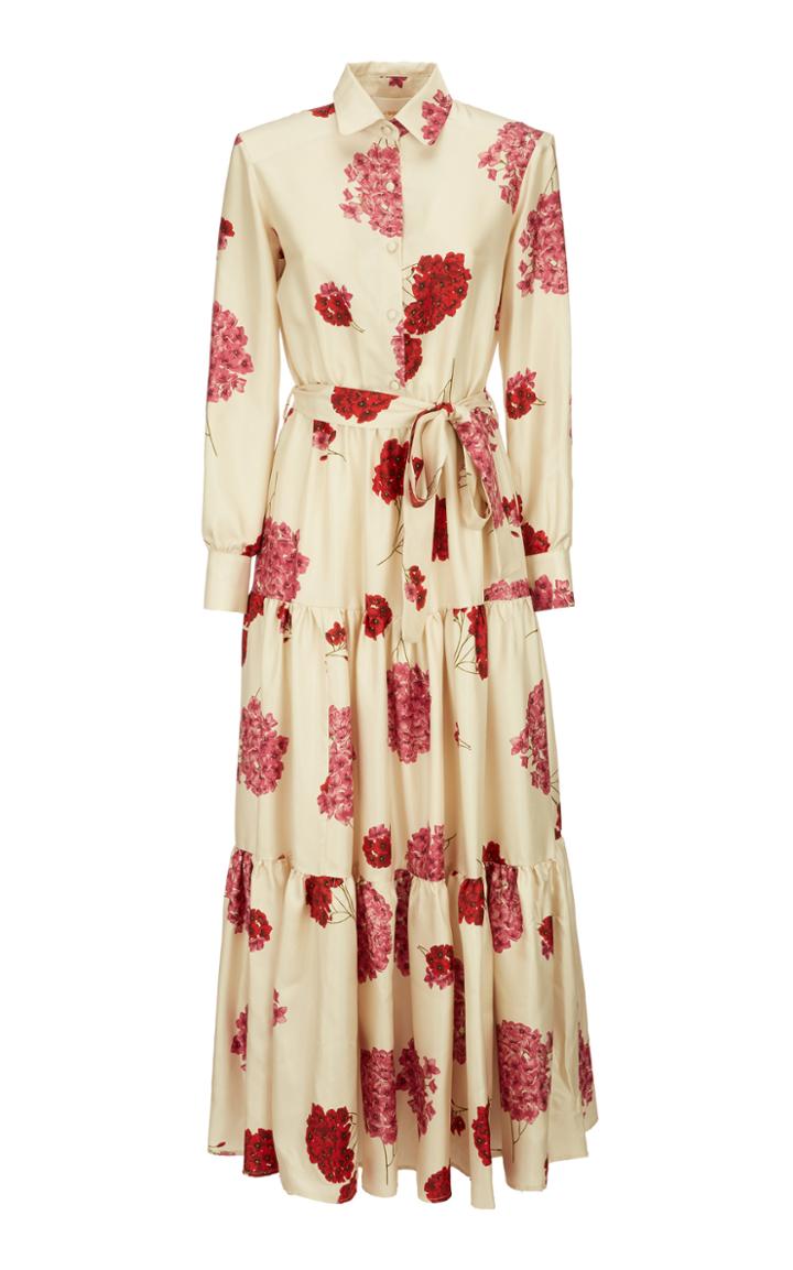 La Doublej Bellini Tiered Floral-print Silk Maxi Dress