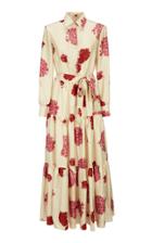 La Doublej Bellini Tiered Floral-print Silk Maxi Dress