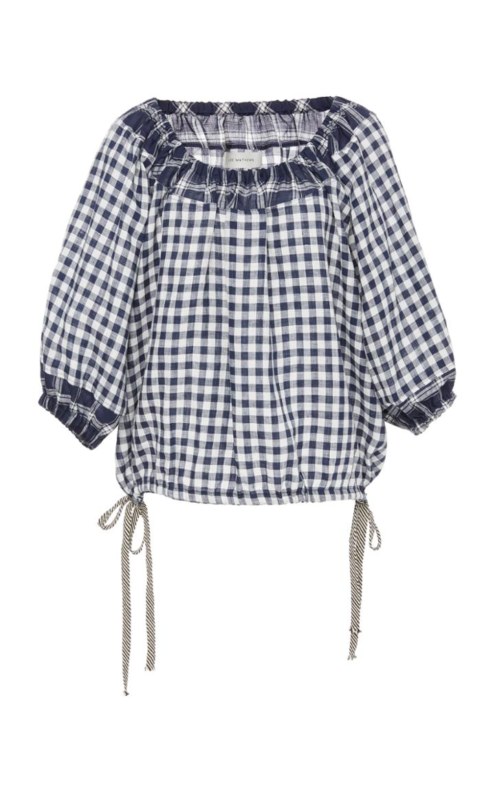 Lee Mathews Nellie Check Linen Side Tie Top