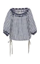 Lee Mathews Nellie Check Linen Side Tie Top