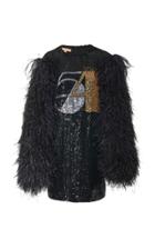 Michael Kors Collection Studio 54 Embroidered Feather Shift Dress