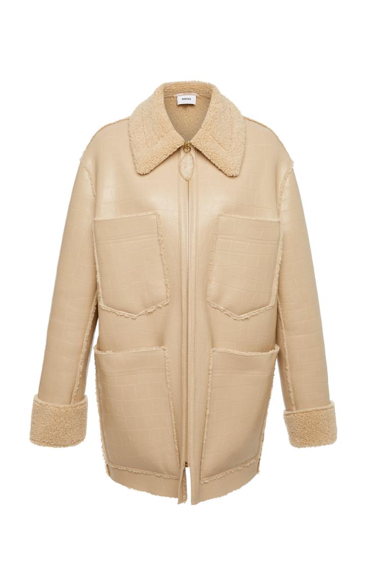 Nanushka Tara Creme Faux Leather Coat