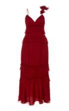 Amur Mikayla Ruffled Appliqud Pliss-chiffon Gown