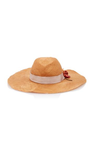 Littledoe M'o Exclusive Monogrammable Bartolomea Straw Hat With Flower Rayon Ribbon