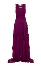 Amur Ursula Frill-trimmed Silk Maxi Dress