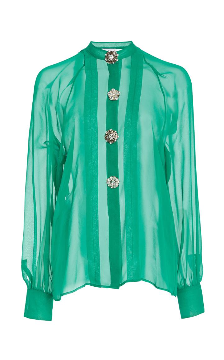 Moda Operandi J. Mendel Crystal-emellished Chiffon Top