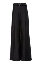 Sally Lapointe Buckled Silk Wide-leg Pants