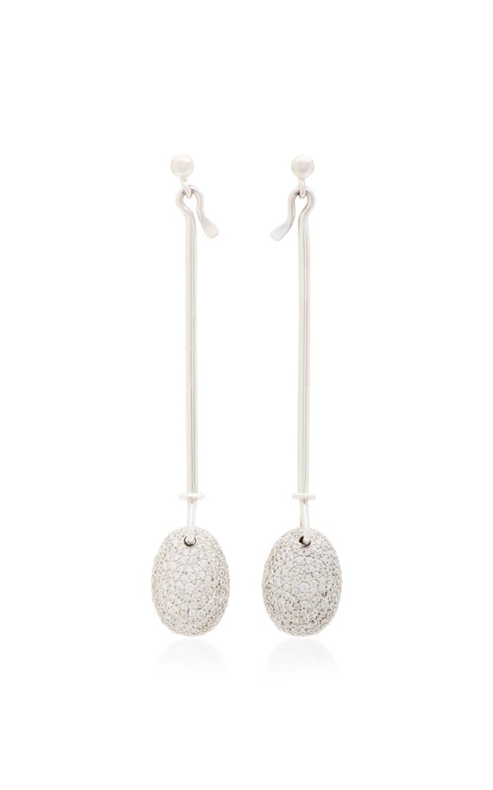 Georg Jensen White Gold Vivianna Dew Drop Earrings With Diamond Pave