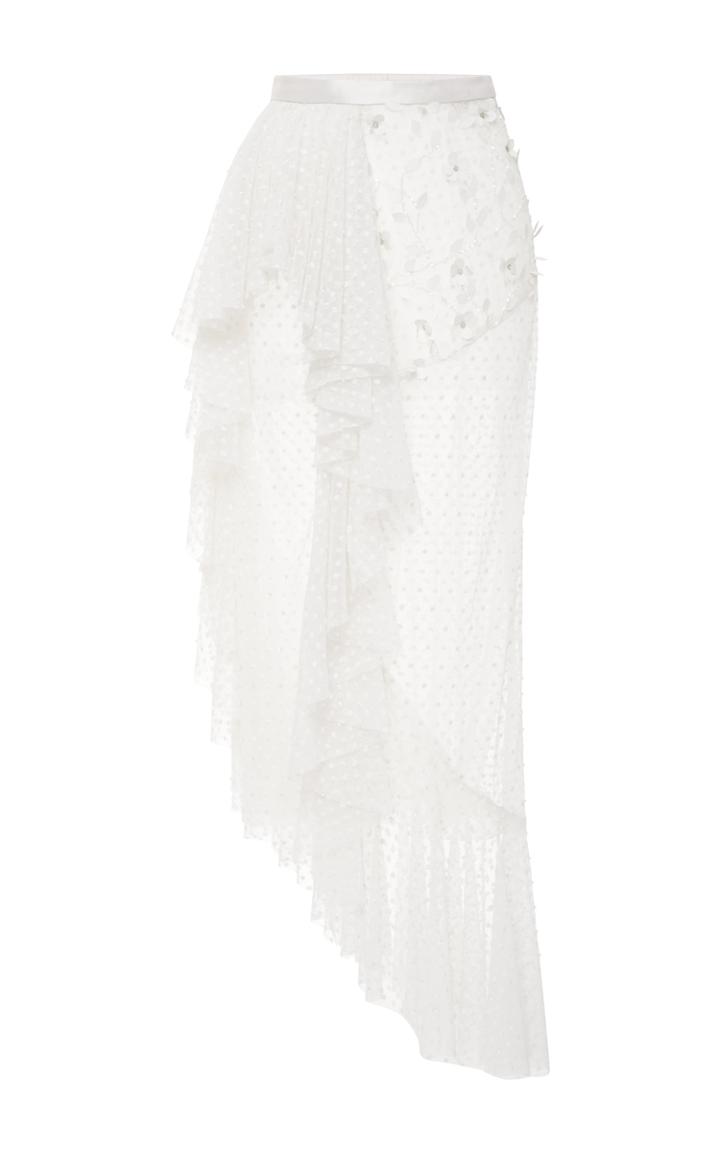Rodarte Off-white Side Ruffle Polka Dot Tulle Skirt