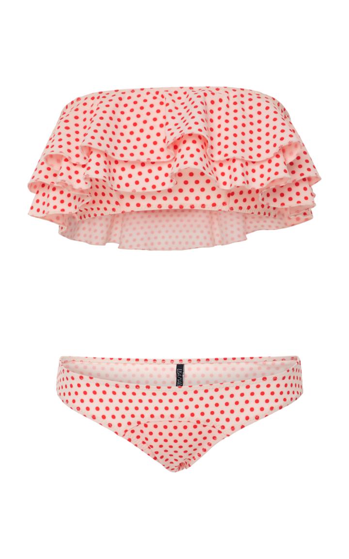 Lisa Marie Fernandez Sabine Ruffled Polka-dot Bikini