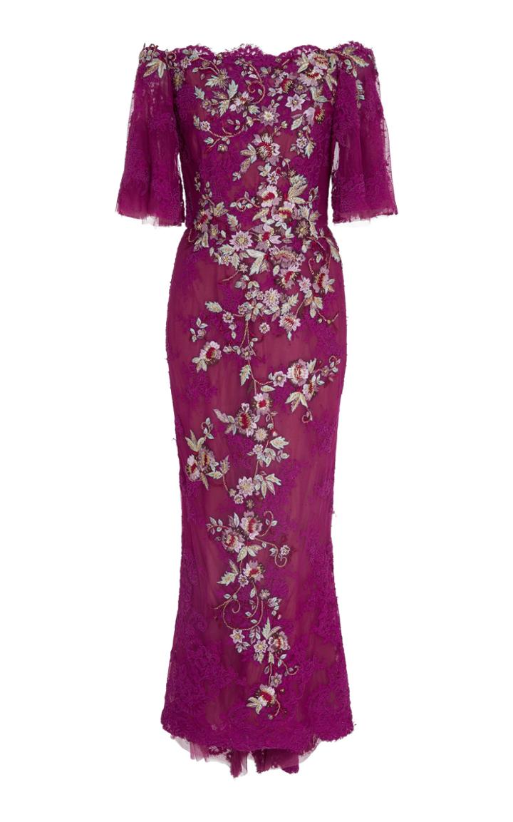 Marchesa Lace Off The Shoulder Dress