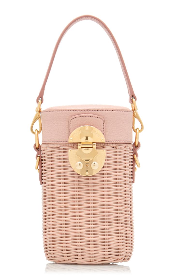 Miu Miu Midollino Leather-trimmed Rattan Bucket Bag