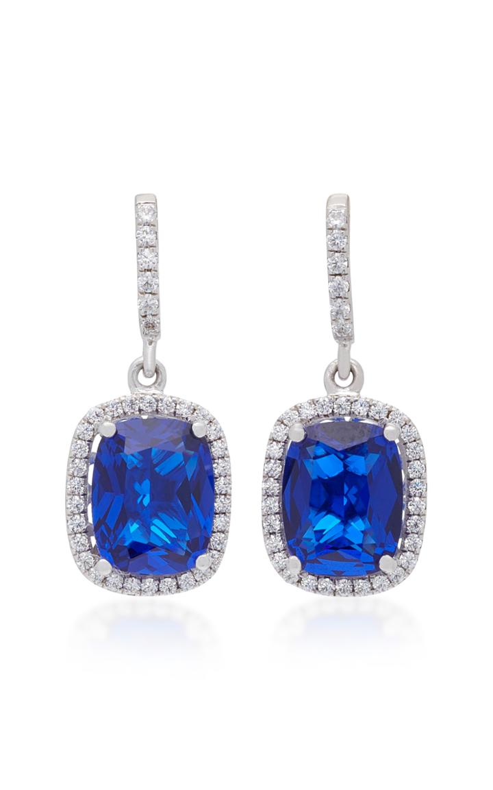 Anabela Chan 18k White Gold Comet Sapphire And Diamond Earrings