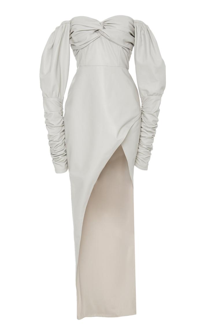 Zeynep Aray Strapless Long Leather Dress