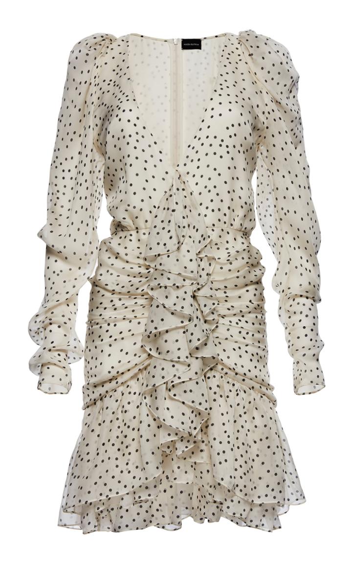 Magda Butrym Minsk V-neck Polka Dot Ruffle Dress