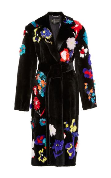 Versace Floral Intarsia Mink Fur Coat