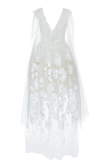 Sandra Mansour Sirne Floral-embroidered Tulle Gown