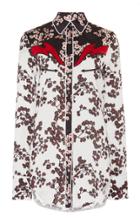 Paco Rabanne Two-tone Floral-print Crepe De Chine Shirt