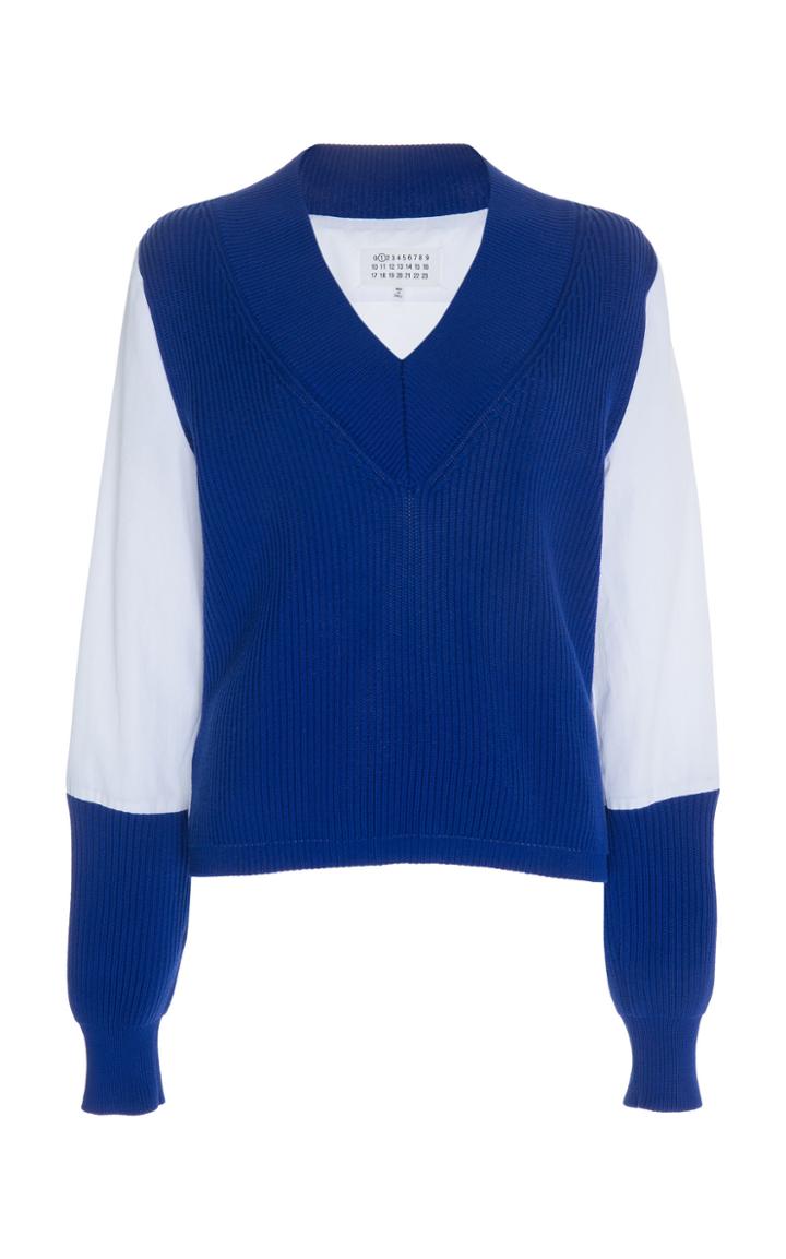 Maison Margiela Poplin Knit V-neck Shirt